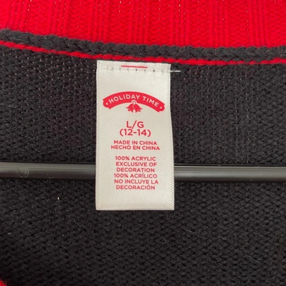 Holiday Time Ugly Christmas Black Red Sweater